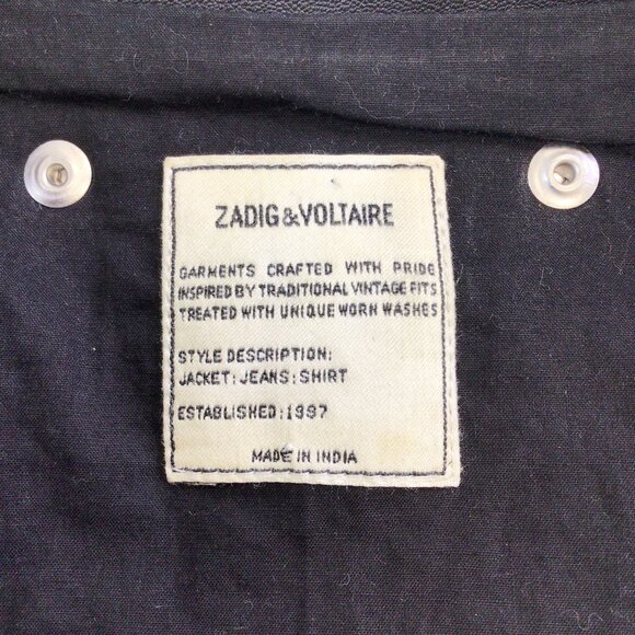 ZADIG & VOLTAIRE BLACK MULTI LIYA LEOPARD PATCH LEATHER BIKER JACKET - Picture 4 of 5